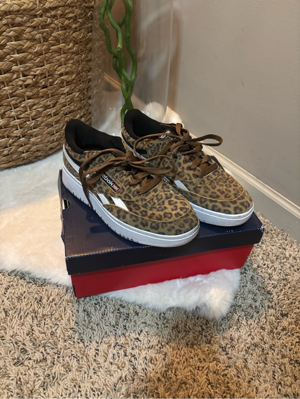 Reebok Leopard Print Sneakers - Brown & Black